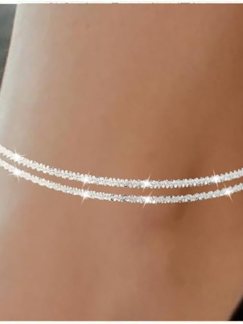 Women's Ankle Bracelets, Sparkling Multi-Layer Anklet Bracelets For Women, Adjus